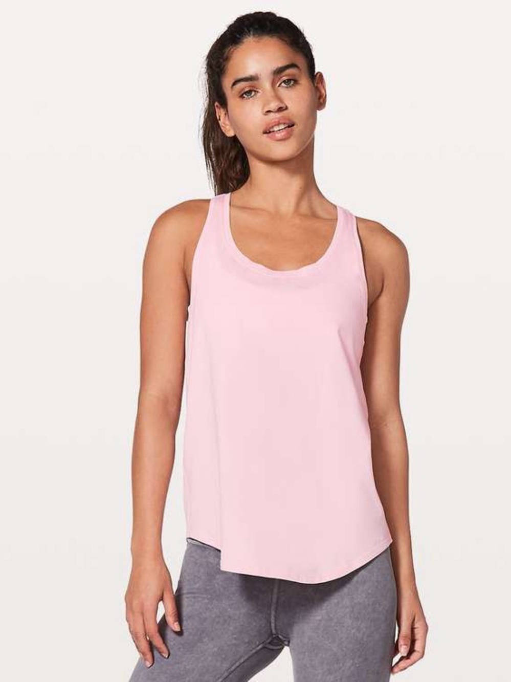 Lululemon Love Tank top II pleated scoop neck Porcelain Pink petals pima cotton